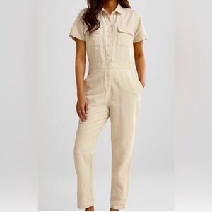 Outerknown NWT Lightweight Button Front Jumpsuit Organic Cotton and Linen Small